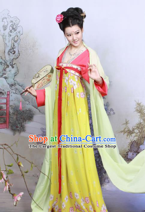 Chinese Traditional Tang Dynasty Imperial Consort Historical Costumes Ancient Peri Goddess Hanfu Dress for Women