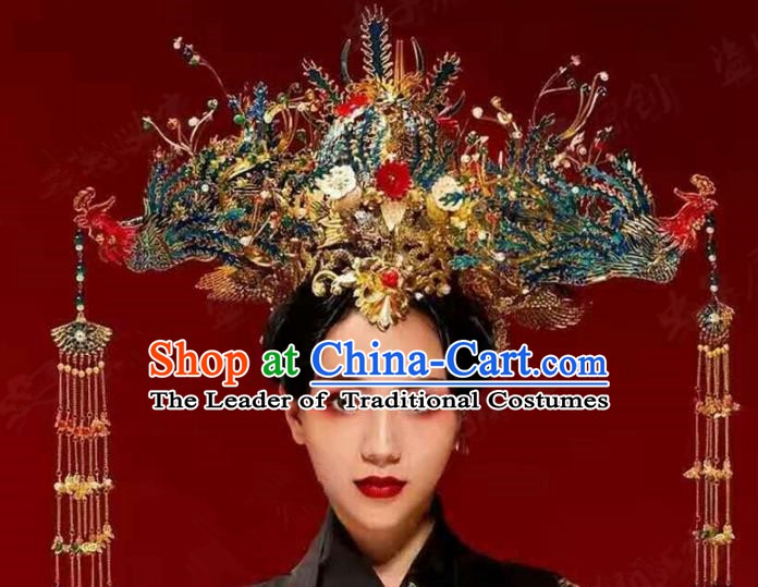 Chinese Handmade Classical Hairpins Ancient Hanfu Luxurious Phoenix Coronet Hair Accessories for Women