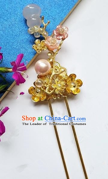 Chinese Handmade Classical Calabash Hairpins Ancient Hanfu Headdress Hair Accessories for Women