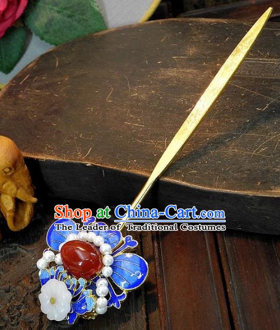 Chinese Handmade Classical Hair Accessories Hairpins Ancient Cloisonne Hair Clip Headdress for Women