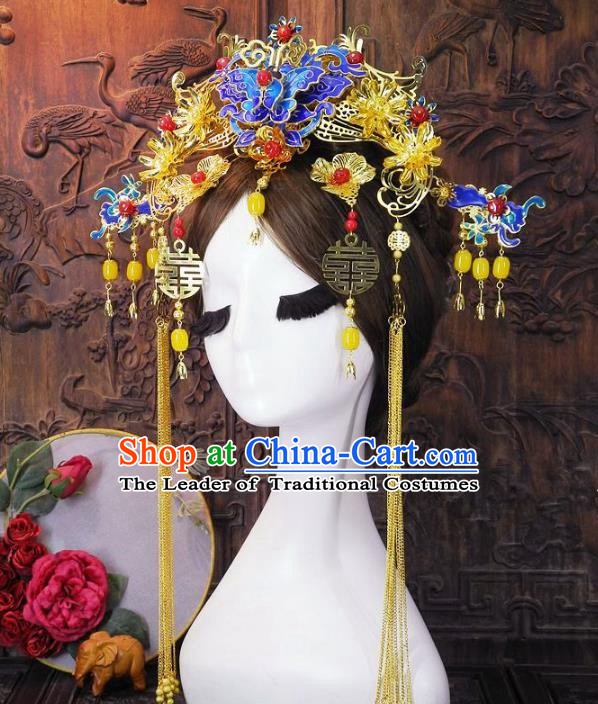 Chinese Handmade Classical Wedding Hair Accessories Ancient Hanfu Hairpins Phoenix Coronet for Women