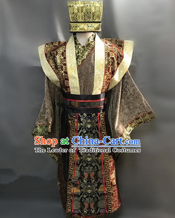 Traditional Chinese Stage Performance Costume Ancient Three Kingdoms Period Minister Clothing for Men