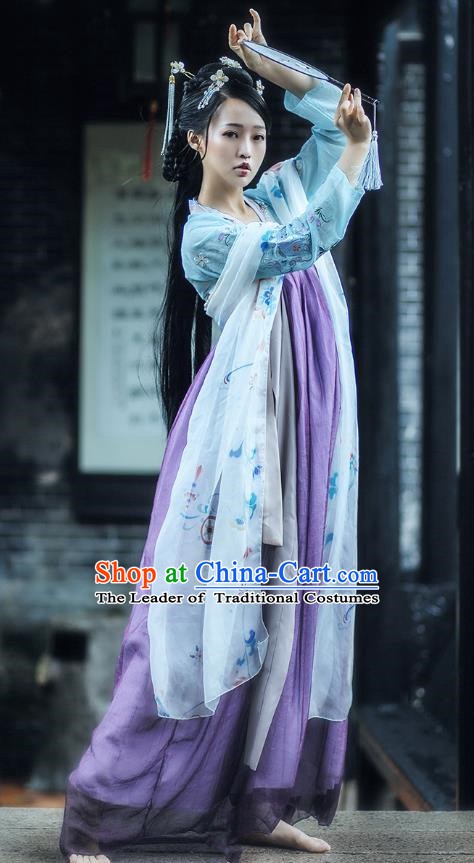 China Ancient Tang Dynasty Palace Princess Embroidered Costume for Women