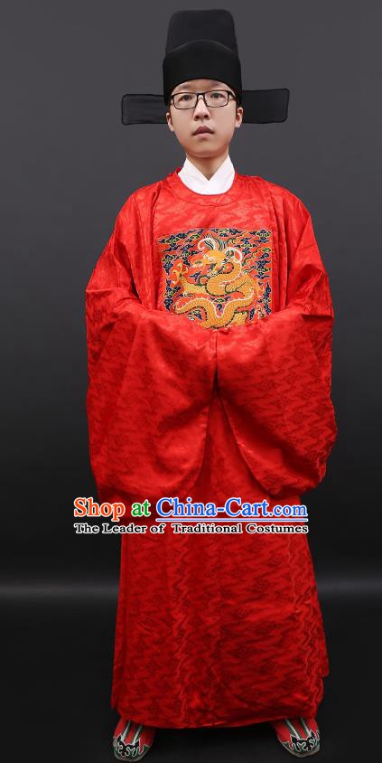 Asian Chinese Ancient Costume Ming Dynasty Prime Minister Clothing for Men