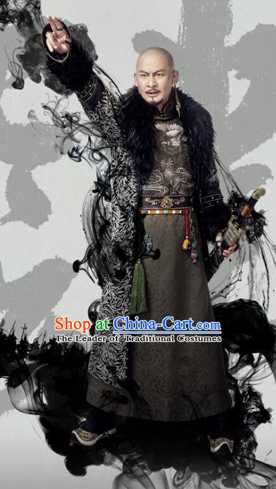 Chinese Qing Dynasty Emperor Nuerhachi Historical Costume China Ancient Manchu Majesty Clothing