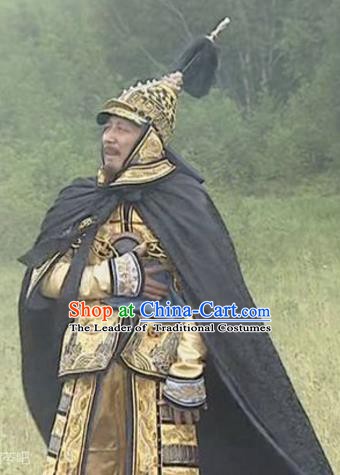 Chinese Qing Dynasty Emperor Kangxi Historical Costume China Ancient Manchu King Armour Clothing