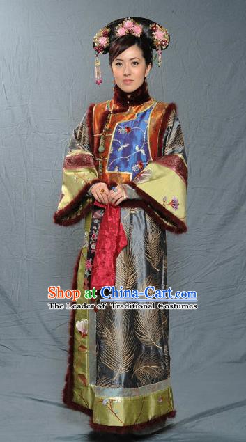 Chinese Qing Dynasty Manchu Senior Concubine of Kangxi Historical Costume Ancient Palace Lady Clothing for Women