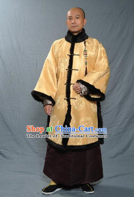 Chinese Qing Dynasty Prince Historical Costume Ancient Manchu Royal Highness Clothing for Men