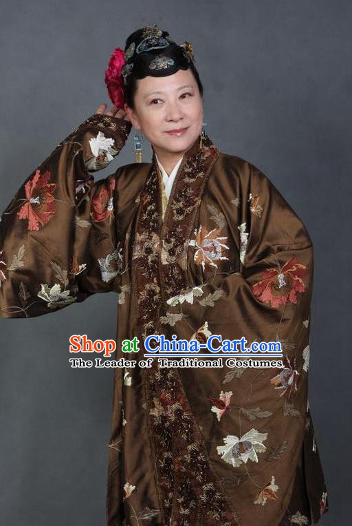 Chinese Ancient Novel Character A Dream in Red Mansions Dowager Aunt Xue Costume for Women