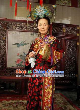 Chinese Ancient Manchu Palace Dress Qing Dynasty Empress Dowager Xiaozhuang Costume for Women