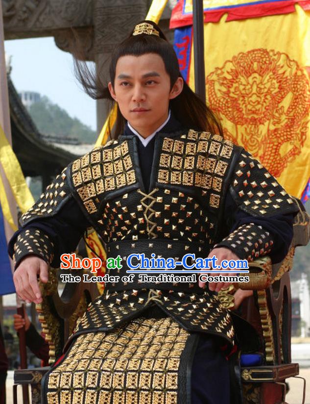 Traditional Chinese Ancient Ming Dynasty Emperor Zhengde Zhu Houzhao Armour Replica Costume for Men