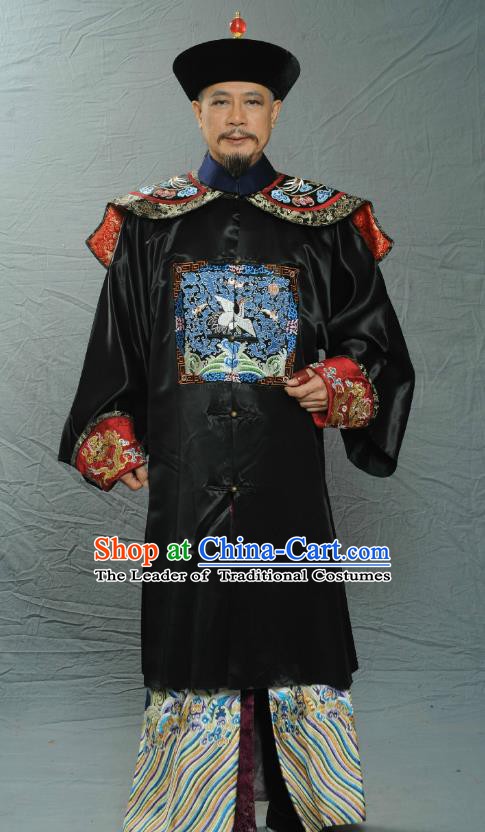 Chinese Ancient Qing Dynasty Manchu Ministry of Personnel Rong Boxuan Replica Costume for Men