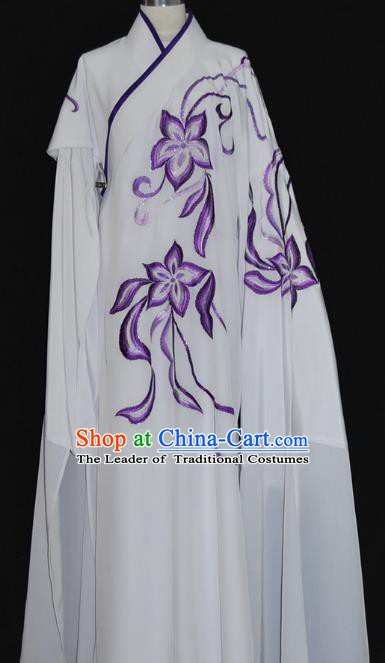 China Traditional Beijing Opera Costume Gifted Scholar White Robe Chinese Peking Opera Clothing