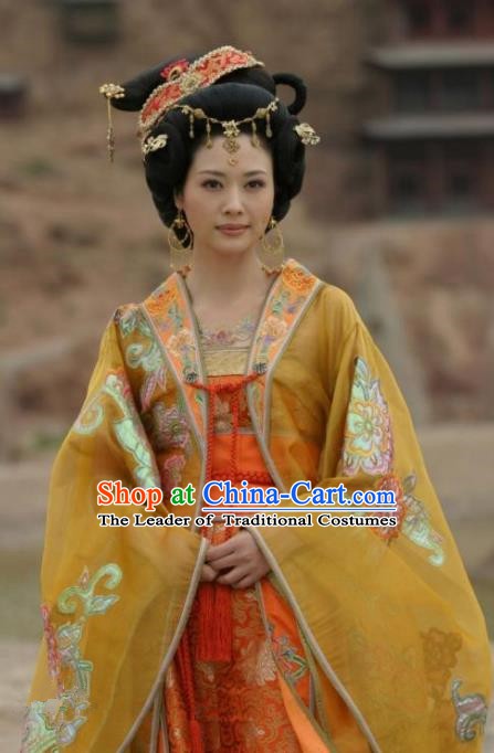 Chinese Ancient Western Xia Regime Empress Embroidered Dress Queen Replica Costume for Women