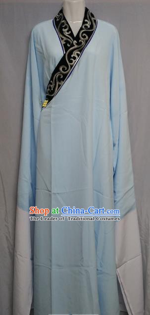 China Traditional Beijing Opera Scholar Costume Chinese Peking Opera Niche Blue Robe for Adults