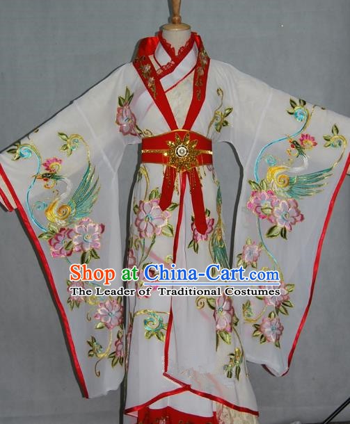 China Traditional Beijing Opera Empress Embroidered White Dress Chinese Peking Opera Actress Costume