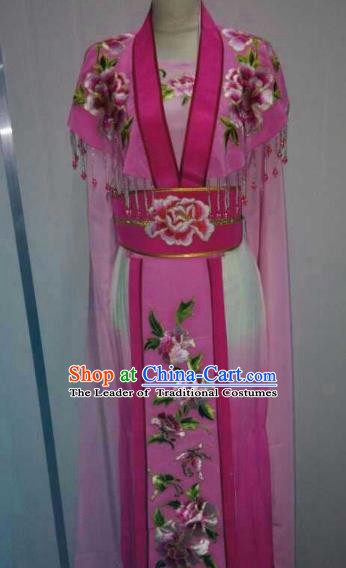 China Traditional Beijing Opera Palace Princess Embroidered Rosy Dress Chinese Peking Opera Actress Costume