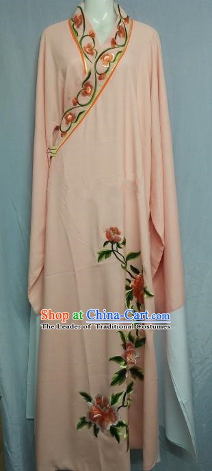 China Beijing Opera Lang Scholar Niche Costume Pink Embroidered Peony Robe for Adults