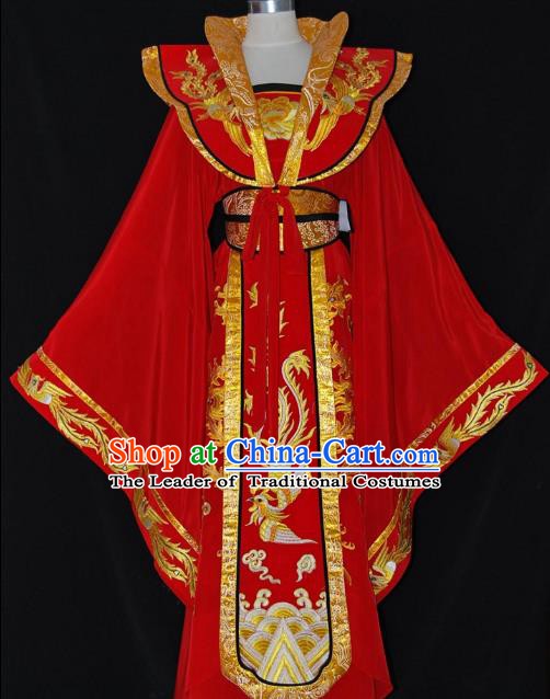 Traditional Chinese Beijing Opera Imperial Empress Red Dress Peking Opera Diva Embroidered Costume