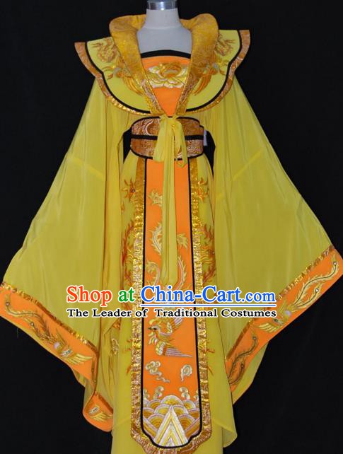 Traditional Chinese Beijing Opera Imperial Empress Yellow Dress Peking Opera Diva Embroidered Costume