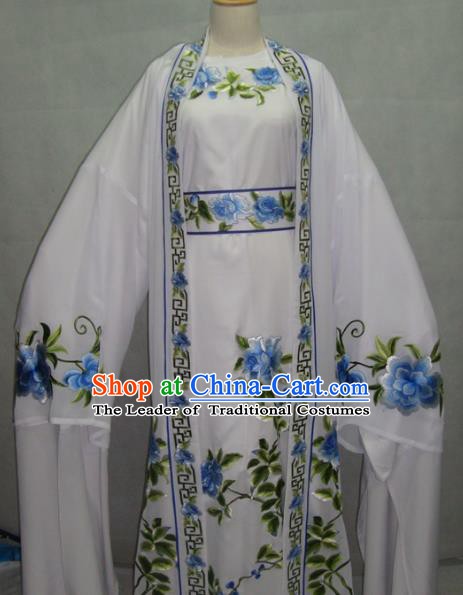 Traditional Chinese Beijing Opera Young Men White Robe Peking Opera Niche Costume for Adults