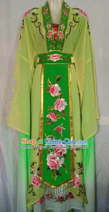 Traditional Chinese Beijing Opera Diva Embroidered Costume Peking Opera Young Lady Green Dress