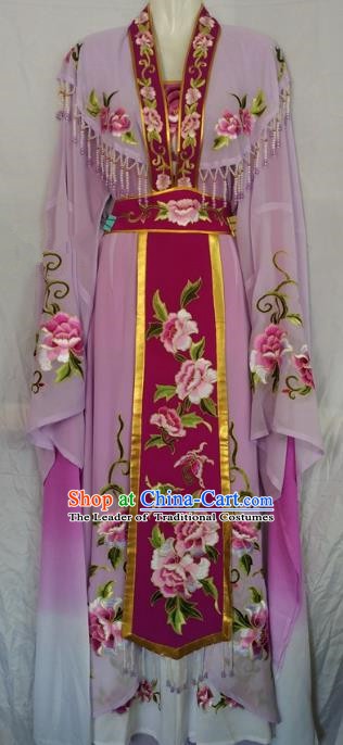 Traditional Chinese Beijing Opera Diva Embroidered Costume Peking Opera Young Lady Purple Dress