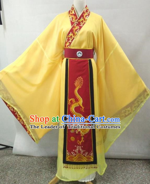 Traditional Chinese Beijing Opera Empress Costume Professional Peking Opera Diva Embroidered Yellow Dress