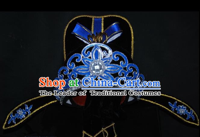 China Traditional Beijing Opera Young Men Headwear Chinese Peking Opera Niche Hats for Men