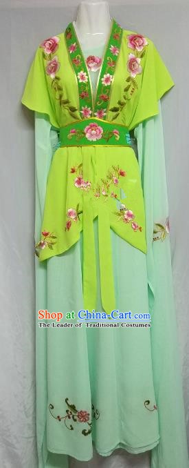 Top Grade Chinese Beijing Opera Maidservants Green Dress China Peking Opera Young Lady Embroidered Costume