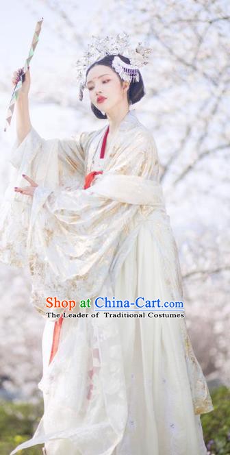 Chinese Ancient Imperial Concubine Tang Dynasty Palace Lady Embroidered Hanfu Dress Costumes for Women