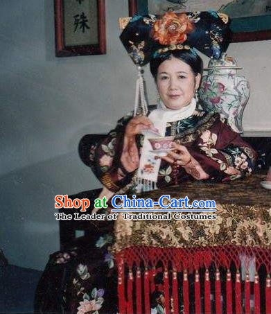 Chinese Traditional Palace Lady Historical Costume China Qing Dynasty Kangxi Empress Dowager Clothing