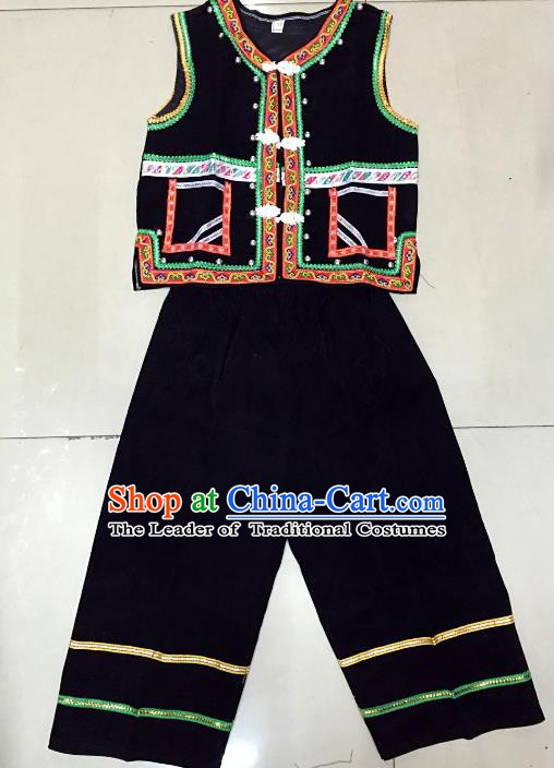 Traditional Chinese Yi Nationality Costume, Folk Dance Yi Ethnic Dance Clothing for Kids