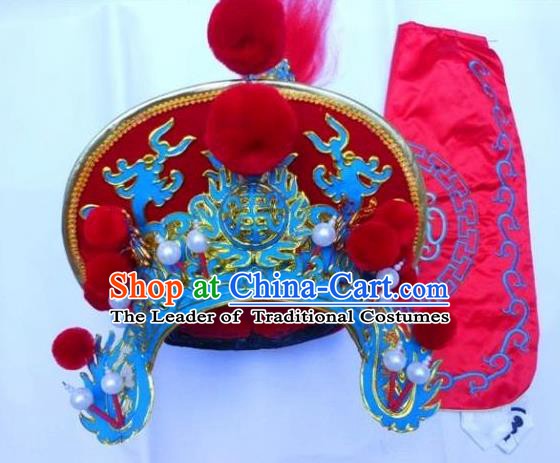 Traditional Chinese Sichuan Opera Red Hats Hair Accessories Peking Opera Headwear