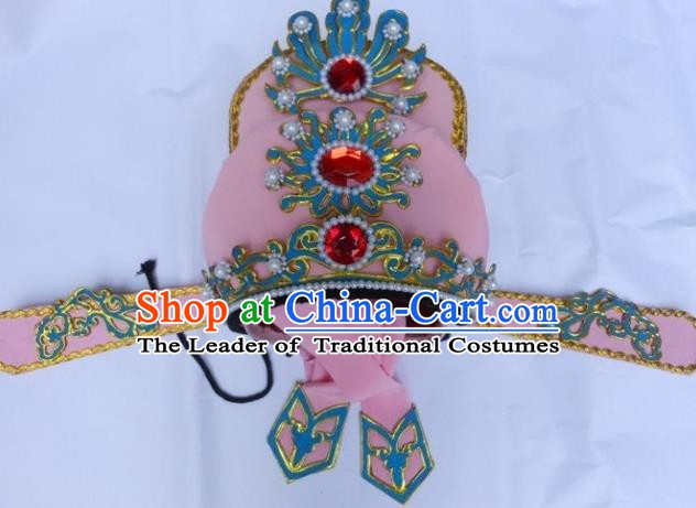 Traditional Chinese Beijing Opera Scholar Pink Hats Peking Opera Niche Headwear