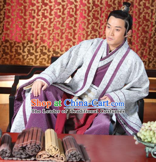 Chinese Ancient Warring States Period Royal Highness Swordsman Replica Costume for Men