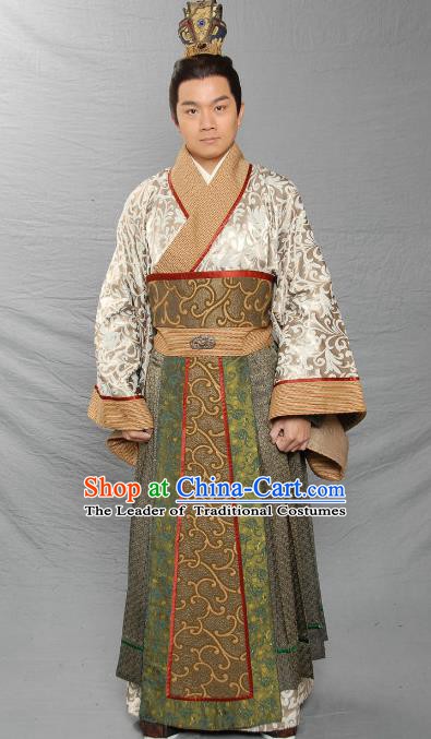 Chinese Ancient Eastern Han Dynasty Swordsman Feudal Lord Liu Qi Replica Costume for Men