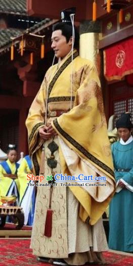 Chinese Ancient Northern and Southern Dynasties Qi Kingdom Emperor Gao Yan Imperial Robe Replica Costume for Men