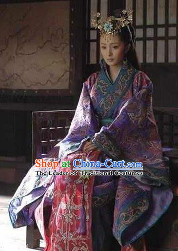 Chinese Ancient Han Dynasty Palace Princess Hanfu Dress Replica Costume for Women