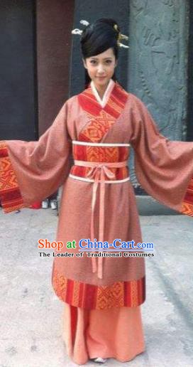 Chinese Ancient Han Dynasty Imperial Concubine Hanfu Dress Embroidered Replica Costume for Women