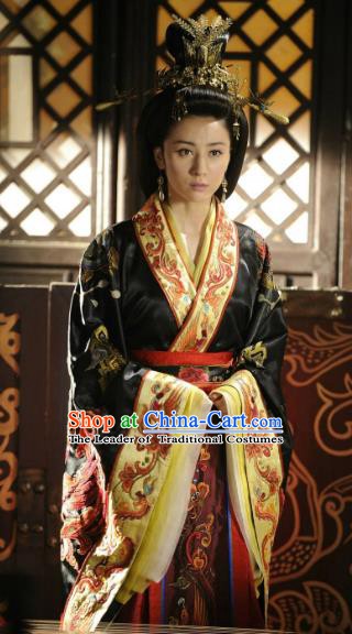 Traditional China Warring States Period Wu State Empress Embroidered Replica Costume for Women