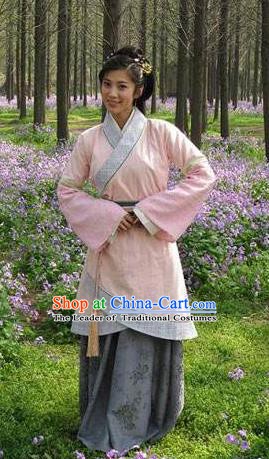 Chinese Ancient Han Dynasty Beauty Qin Luofu Hanfu Dress Replica Costume for Women