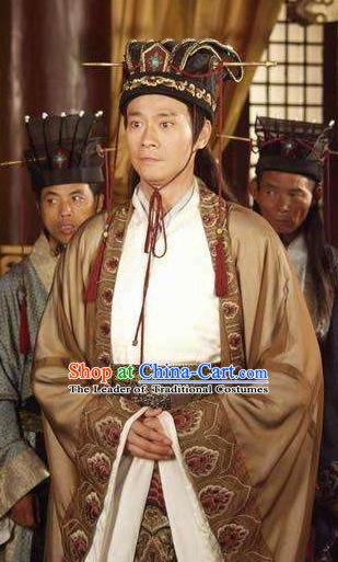 Chinese Ancient Tang Dynasty Minister Lou Shide Replica Costume for Men