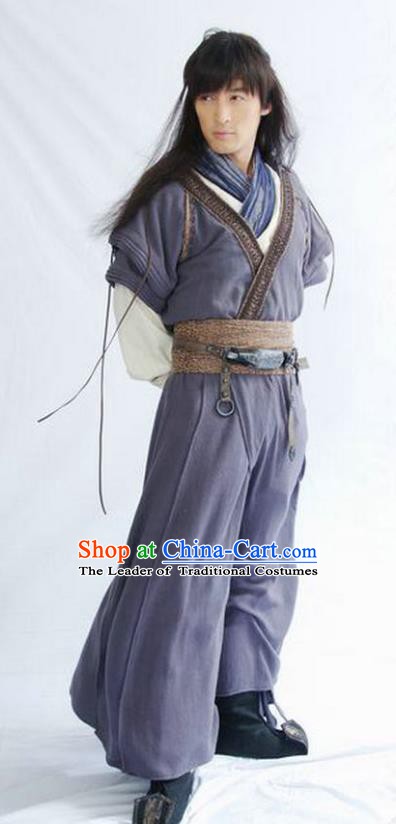 Chinese Ancient Qin Dynasty Swordsman Knight Replica Costume for Men