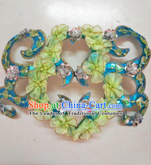 Chinese Traditional Classical Dance Hair Accessories Folk Dance Yangko Green Flowers Headwear for Women