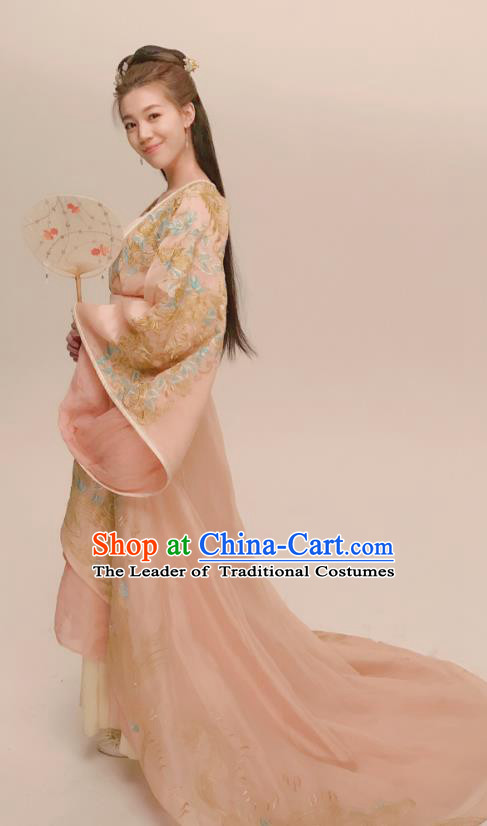 Chinese Ancient Tang Dynasty Palace Lady Hanfu Dress Princess Consort Embroidered Replica Costume for Women