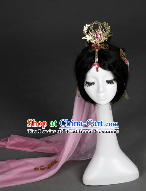 Traditional Handmade Chinese Hair Accessories Ancient Swordswoman Hairpins Veil Headwear for Women