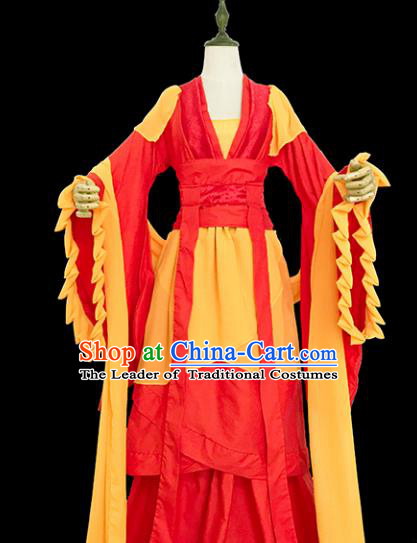 Chinese Ancient Cosplay Swordswoman Red Hanfu Dress Tang Dynasty Female Knight-errant Costume for Women