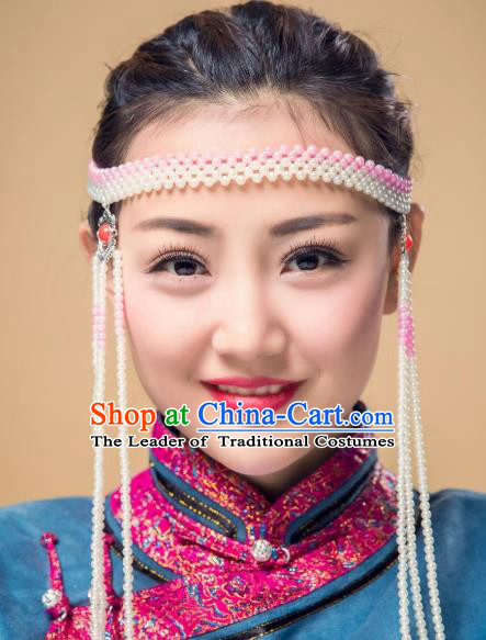 Traditional Chinese Folk Dance Tassel Hair Accessories, Mongolian Minority Hair Jewelry Dance Headwear for Women