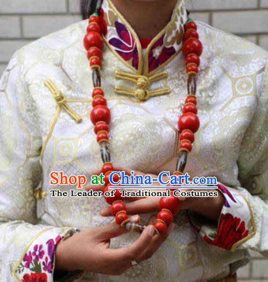 Chinese Zang Nationality Handmade Accessories Tibetan Minority Beeswax Necklace for Women